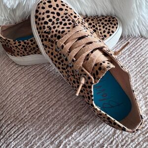 Blowfish Malibu Leopard Print Women’s Casual Lace-Up Sneakers - Tan/Black